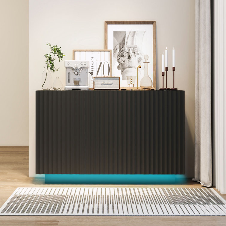 Ivy Bronx Wood Storage with 3 Doors and Adjustable Shelf Wayfair